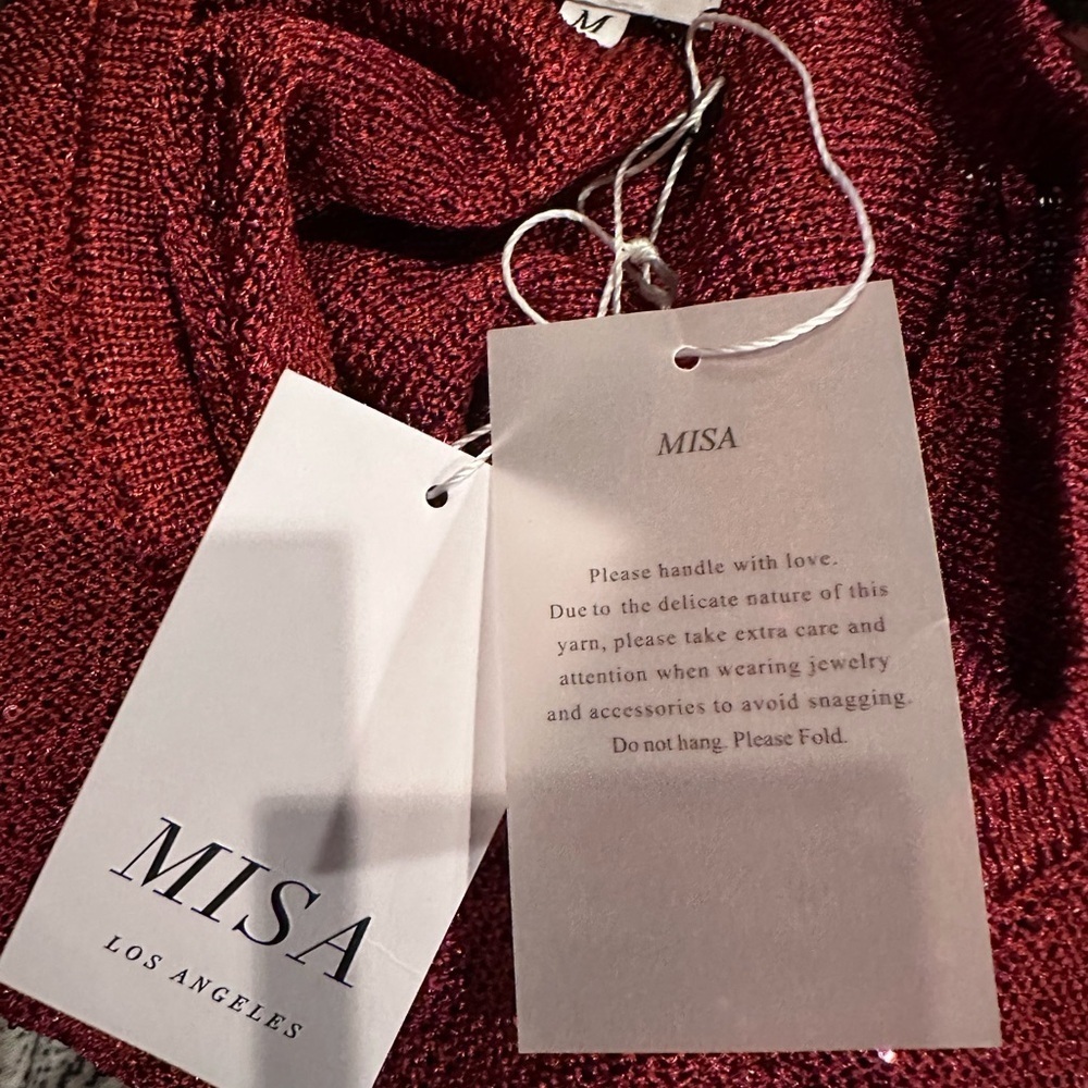 Misa Los Angeles Sparkling Deep Red Top and Skirt - Picture 3 of 9
